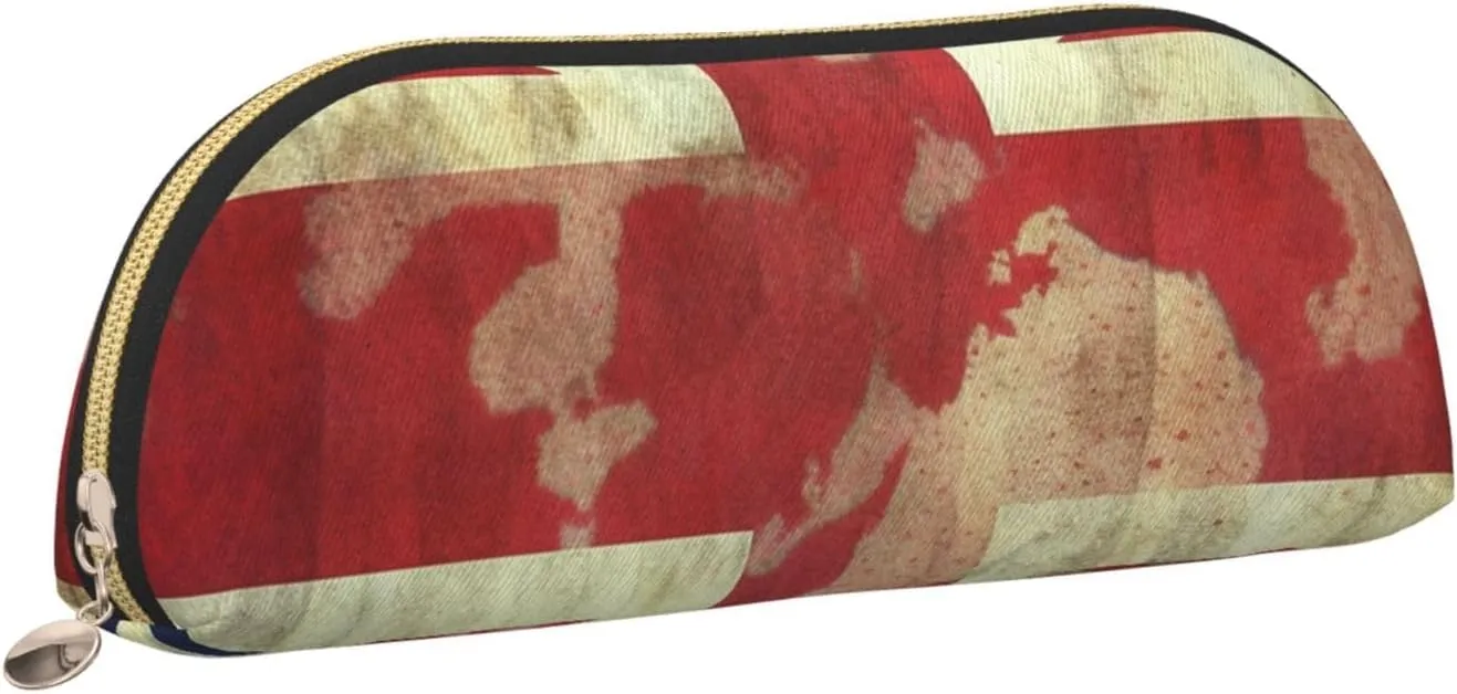 Vintage Union Jack British Flag Makeup Bag for Women Men Large Pencil Case Aesthetic Pencil Pouch Coin Pouch Leather Cosmetic Bag with Zipper Office Organizer Travel Essentials