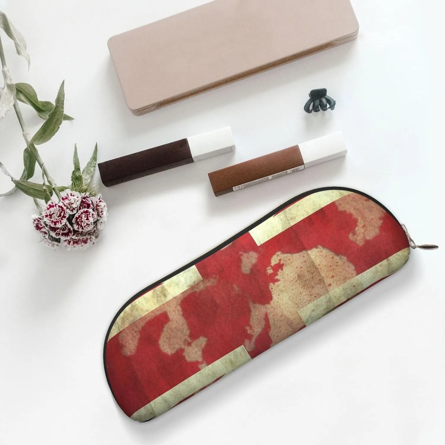 Vintage Union Jack British Flag Makeup Bag for Women Men Large Pencil Case Aesthetic Pencil Pouch Coin Pouch Leather Cosmetic Bag with Zipper Office Organizer Travel Essentials