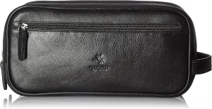 Visconti Heritage 100 Leather Supply Toiletry Bag Case / Large Dopp Kit/ Travel Kit Wash Bag (Black)