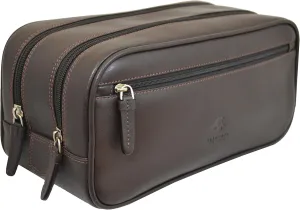 Visconti Heritage 100 Leather Supply Toiletry Bag Case/Large Dopp Kit/Travel Kit Wash Bag (Brown)