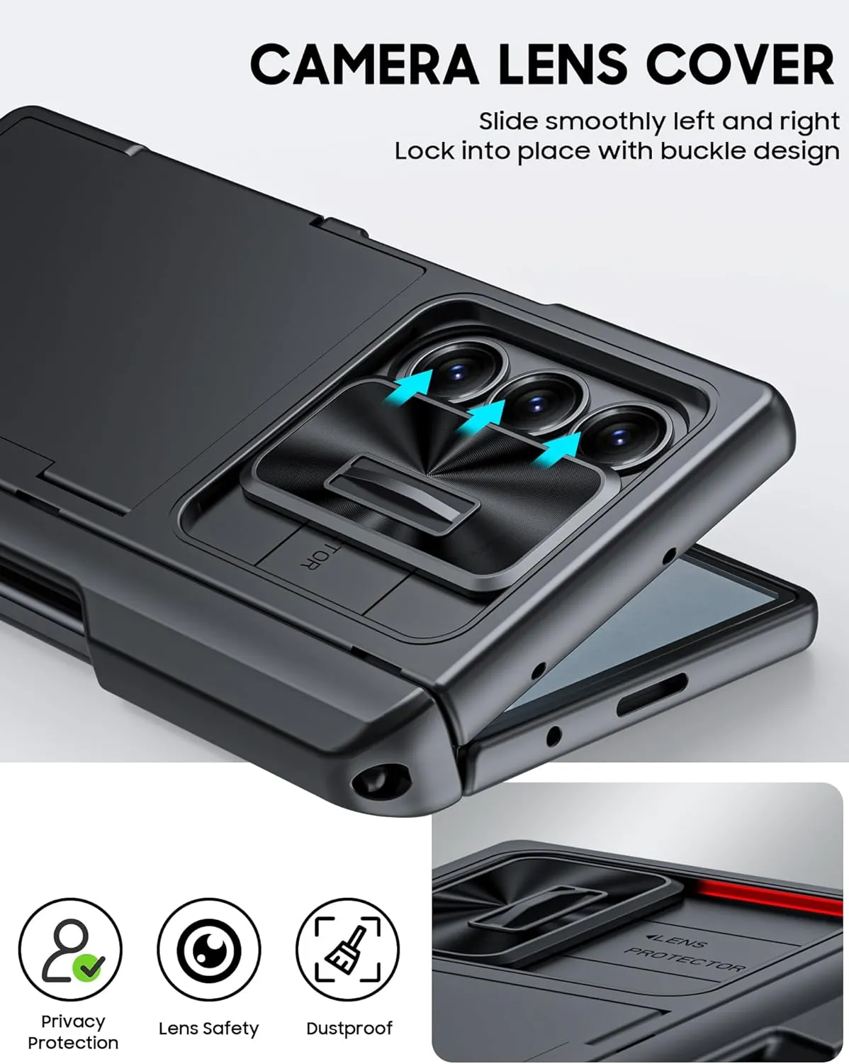 Vizvera for Samsung Galaxy Z Fold 6 Case Wallet, RFID Cards Holder [S Pen Holder] [Camera Cover] Shockproof Silicone Protective Phone Case for Z Fold 6 2024-Black