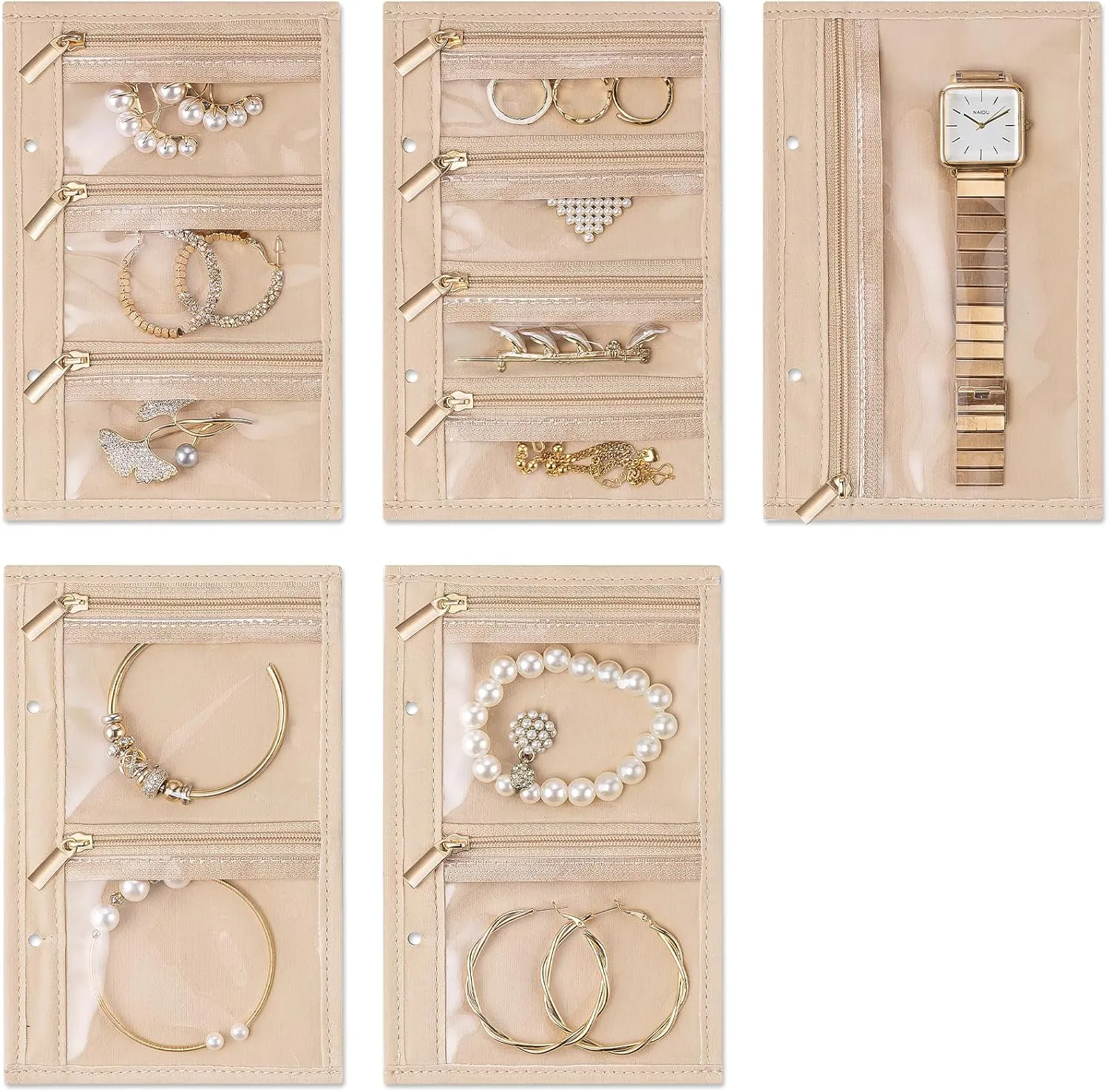 Vlando Jewelry Box for Girls Women,5 Pcs Jewelry Bags,Display Portability Jewelry Storage for Gem Diamond Necklaces Rings Earrings Bracelets