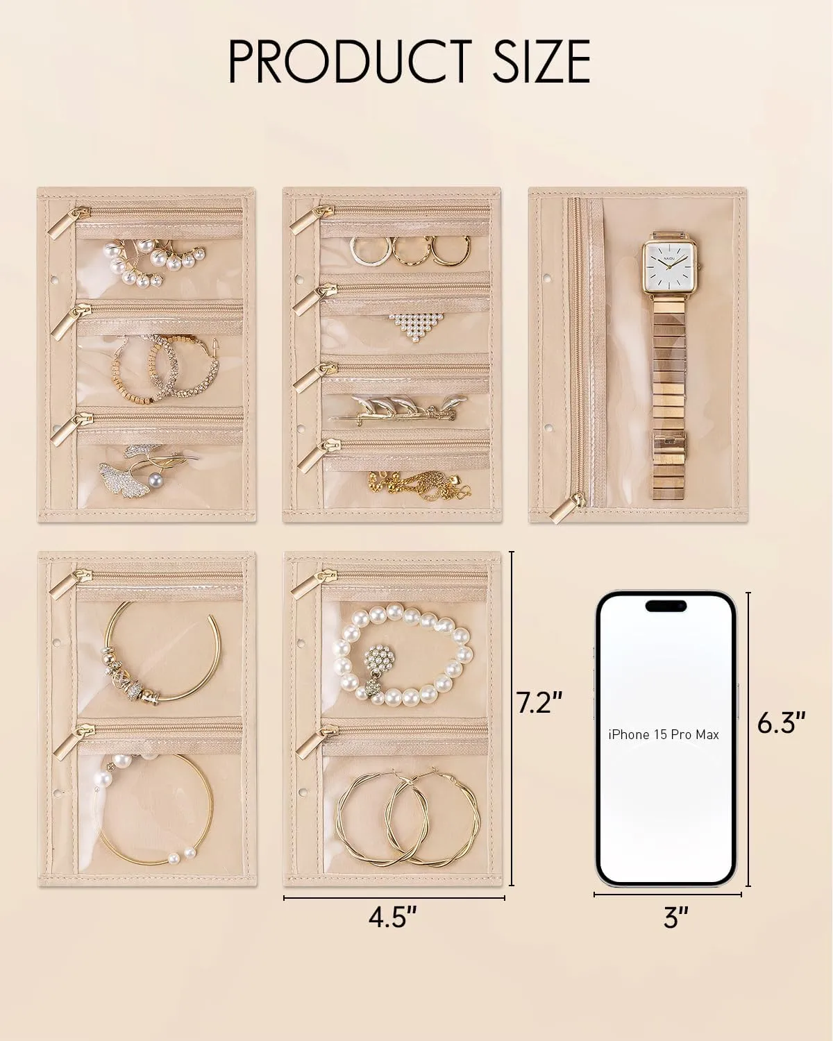 Vlando Jewelry Box for Girls Women,5 Pcs Jewelry Bags,Display Portability Jewelry Storage for Gem Diamond Necklaces Rings Earrings Bracelets