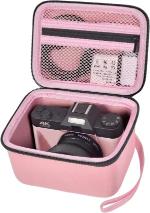 Vlogging Camera Case Compatible with Duluvulu/for TEBNGIHNM/for zheozeig/for Oiadek 4K Digital Cameras for Youtube. Vlog Camera Carrying Storage for Lens, Cable and Other Accessories - Pink