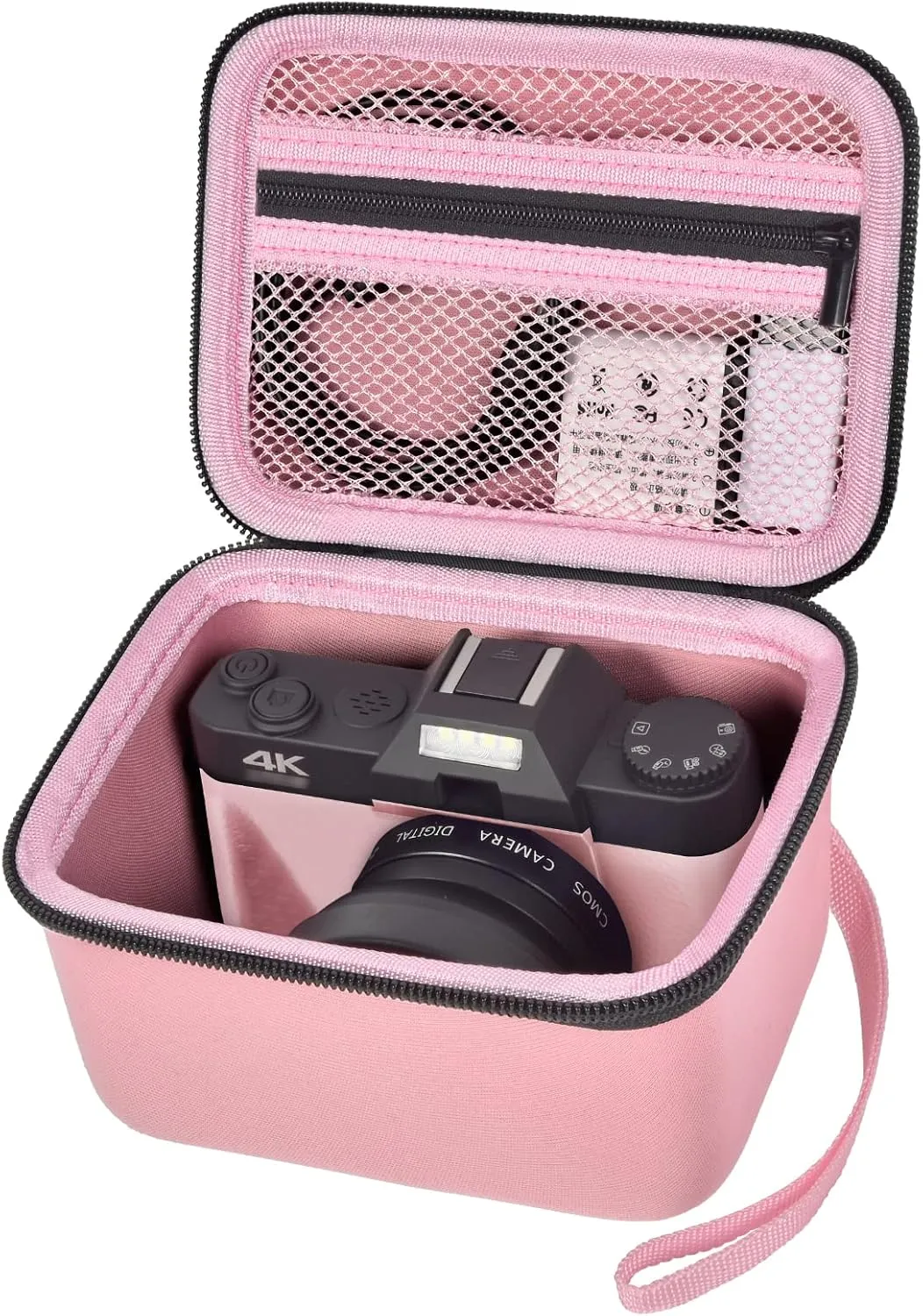 Vlogging Camera Case Compatible with Duluvulu/for TEBNGIHNM/for zheozeig/for Oiadek 4K Digital Cameras for Youtube. Vlog Camera Carrying Storage for Lens, Cable and Other Accessories - Pink