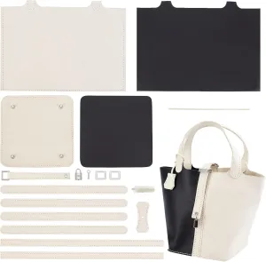 WADORN 20pcs DIY Handbag Making Materials, PU Leather Craft Knitting Crochet Bag Making Kit White Clutch Purse Making Supplies Handmade Sewing Tote Bag All Accessories, 6.5×8.6 Inch