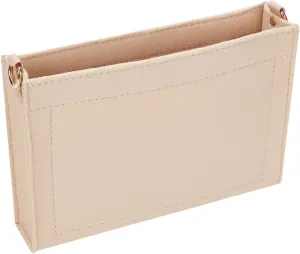 WADORN Felt Purse Organizer Insert, Small Tote Handbag Shaper Toiletry Pouch Organizer Insert Liner with D Ring Bag in Bag Multi-pocket Inside Storage Tidy Purse Conversion, 9.05x6.1x1.77 Inch, Beige
