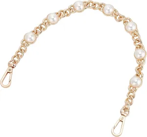 WADORN Pearl Purse Replacement Chain, 14.1 Inch Imitation Pearl Bead Short Bag Handle Strap Bag Charms Crossbody Decoration Chain for Satchel Clutch Shoulder Hobo Bag Dumpling Pouch, Gold