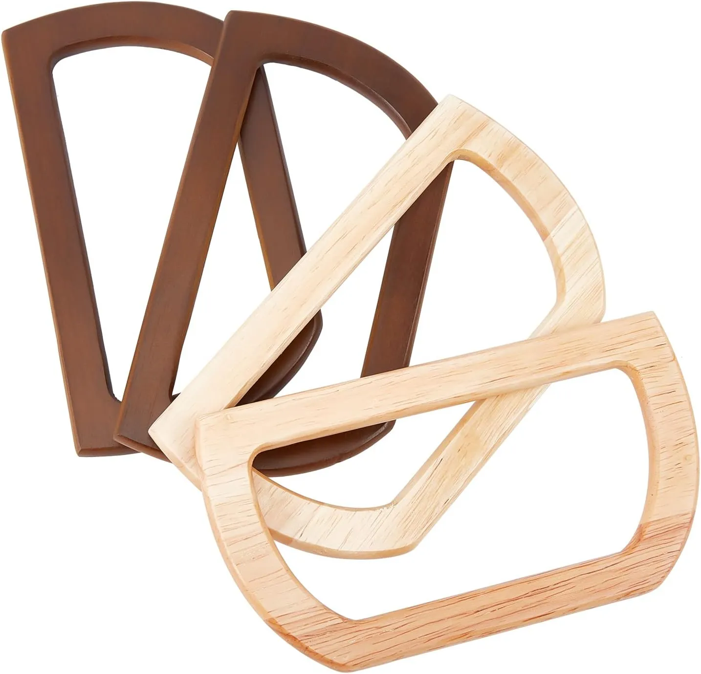 WADORN Wooden Purse Handles - 4pcs, 2 Colors, Oval Shaped Replacement for DIY Handmade Beach, Crochet, Straw Bags - 6.43.5 Inch