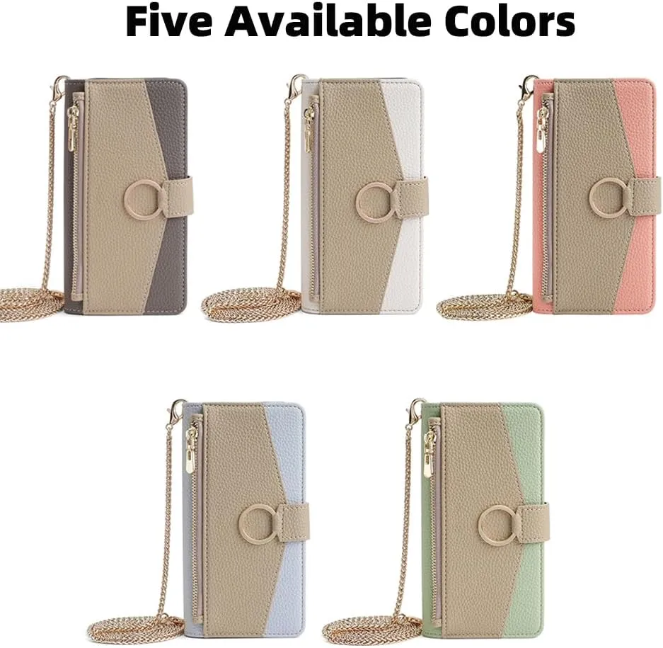 Wallet Case with Crossbody Strap Compatible for OnePlus 13R, Magnetic Handbag Zipper Pocket Cases PU Leather Flip Cell Phone Holster Cover with Kickstand, White