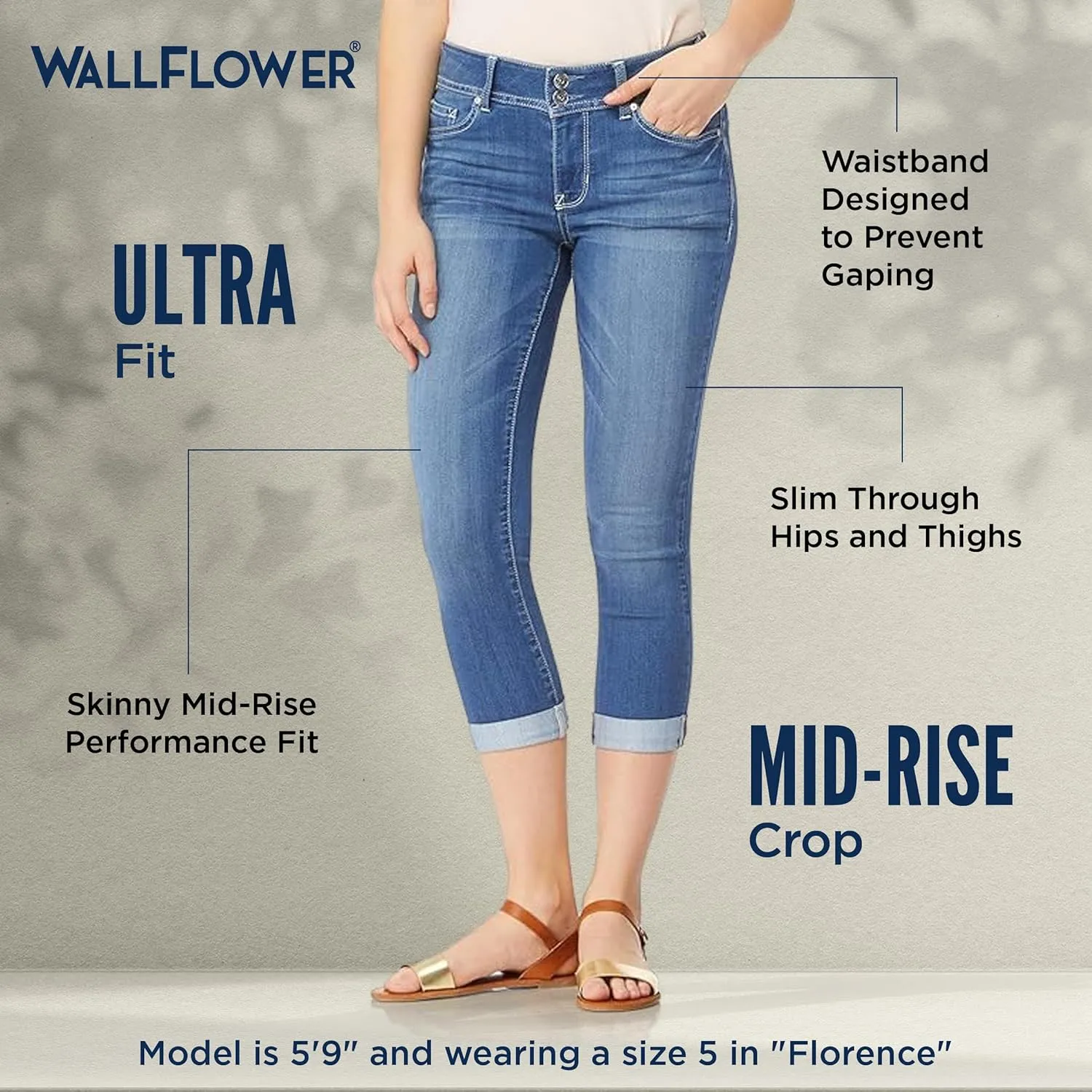 WallFlower Women's Ultra Crop Mid-Rise Insta Soft Juniors (Standard and Plus)