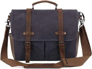 Water Resistant Canvas Satchel 15-Inch Laptop Briefcases Business Shoulder Bookbag