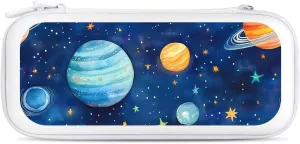 Watercolor Galaxy Solar System Compatible with Switch Carrying Case Hard Travel Game Bag Pouch with 15 Games Accessories