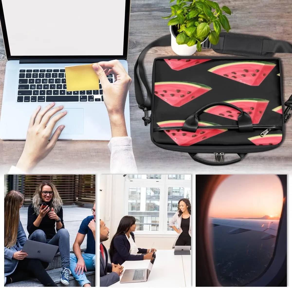 Watercolor Peacock Woman Laptop Shoulder Messenger Bag Waterproof Laptop Briefcase with Handle and Padded Strap Case Sleeve