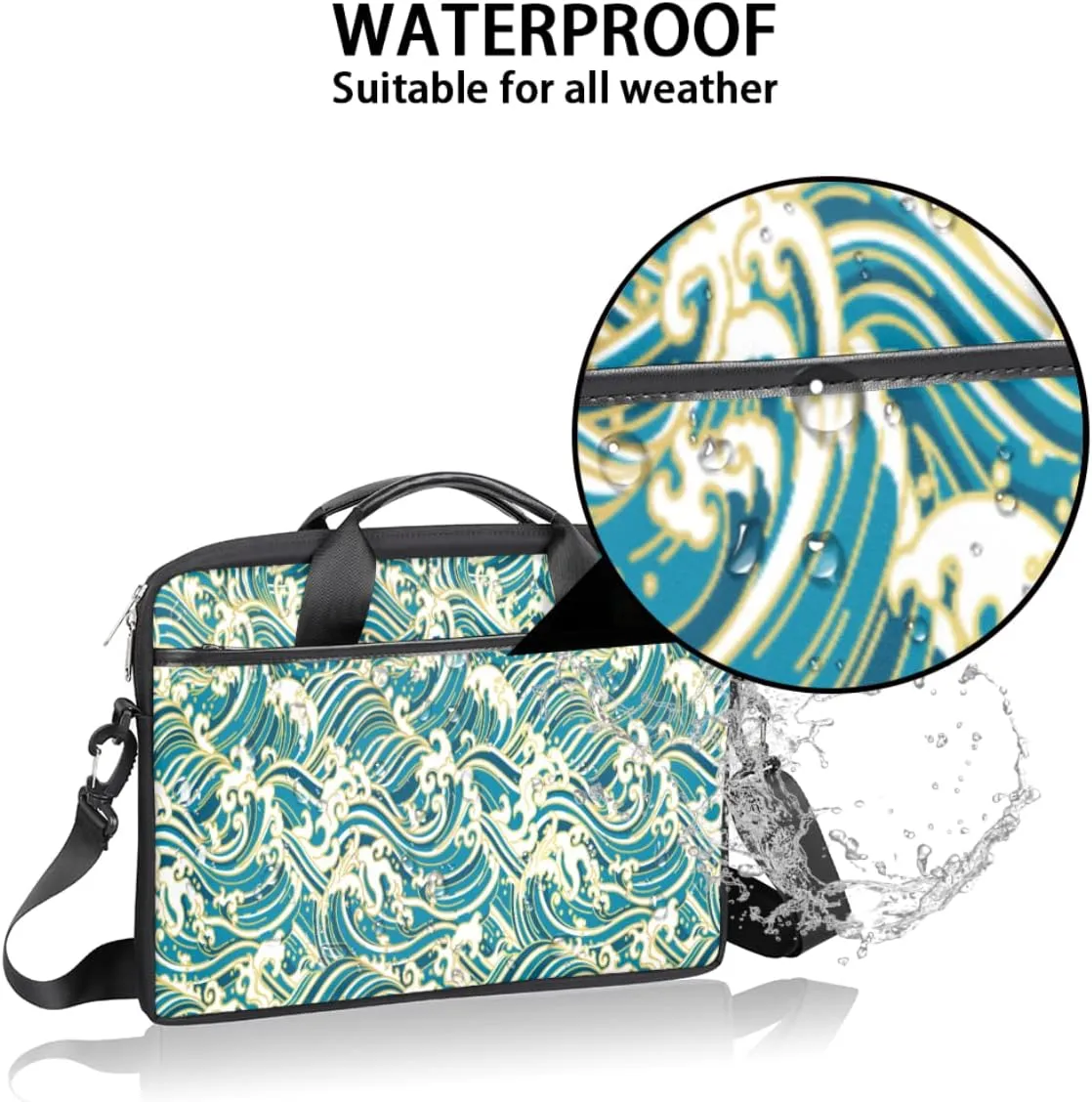 Watercolor Peacock Woman Laptop Shoulder Messenger Bag Waterproof Laptop Briefcase with Handle and Padded Strap Case Sleeve