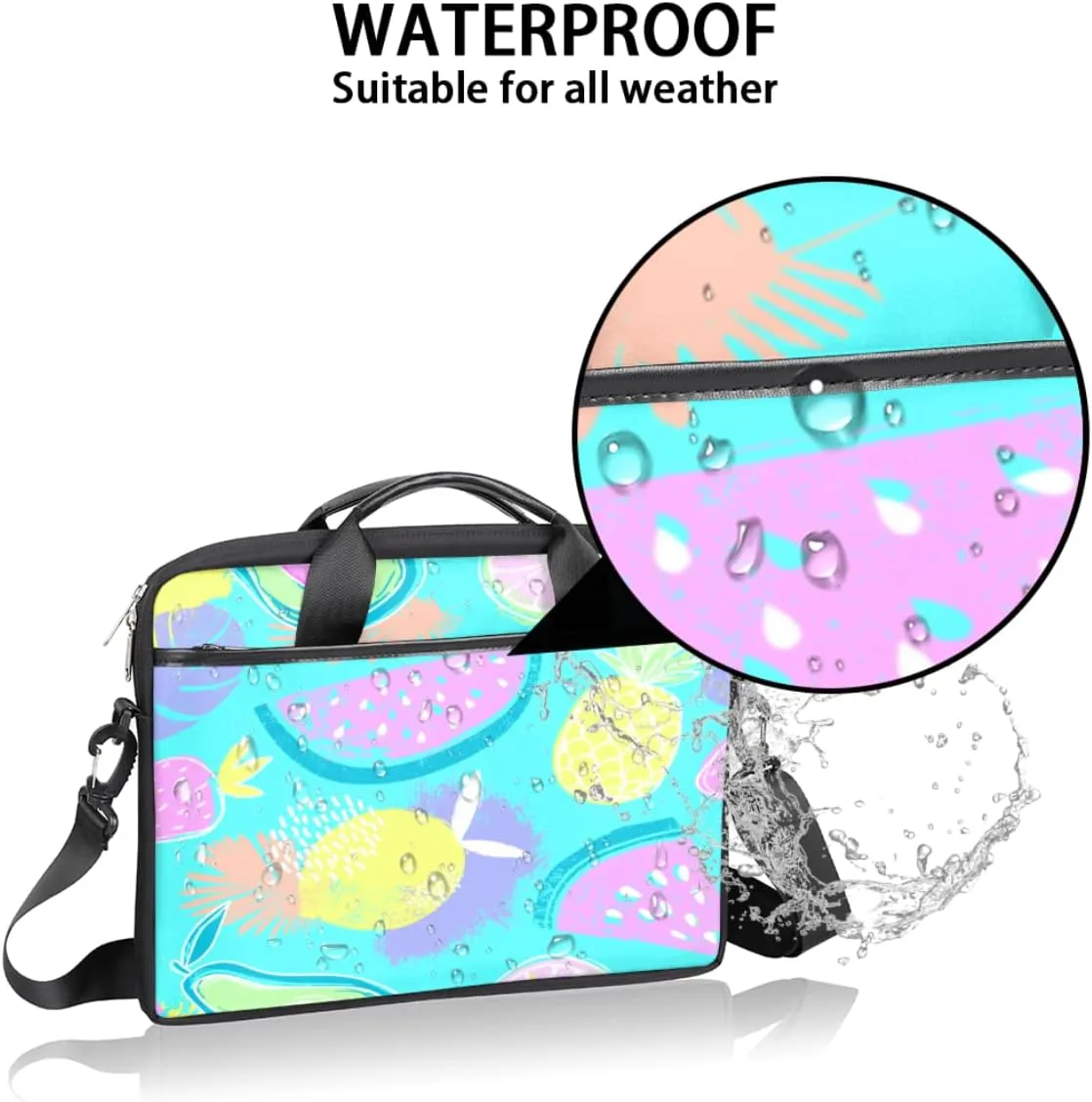 Watercolor Peacock Woman Laptop Shoulder Messenger Bag Waterproof Laptop Briefcase with Handle and Padded Strap Case Sleeve