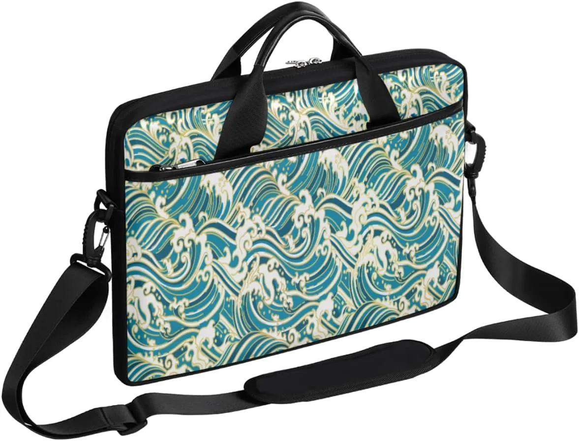 Watercolor Peacock Woman Laptop Shoulder Messenger Bag Waterproof Laptop Briefcase with Handle and Padded Strap Case Sleeve