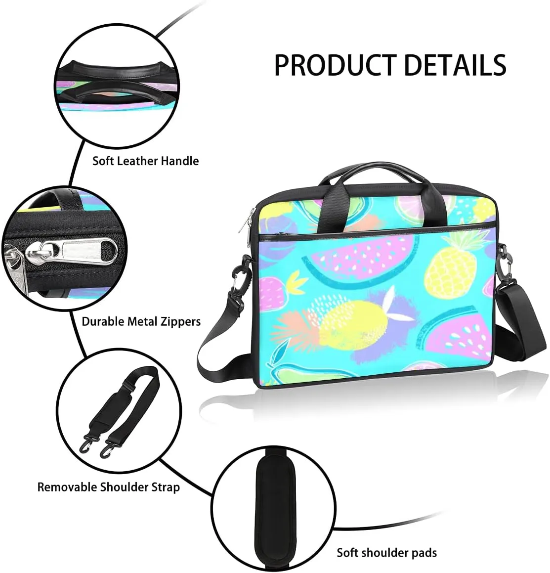 Watercolor Peacock Woman Laptop Shoulder Messenger Bag Waterproof Laptop Briefcase with Handle and Padded Strap Case Sleeve