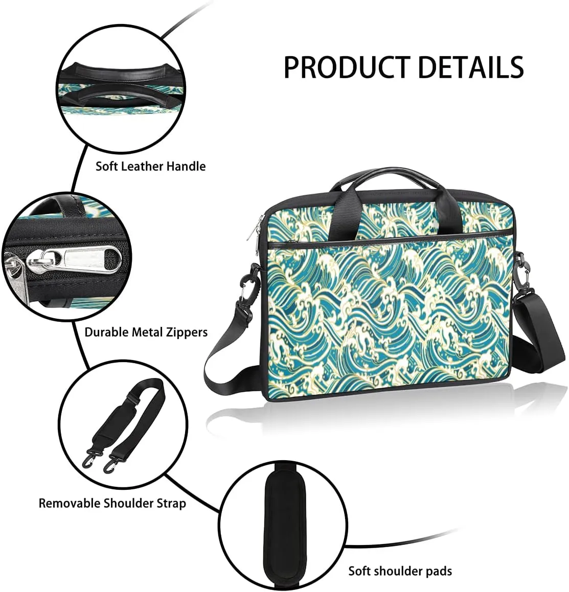 Watercolor Peacock Woman Laptop Shoulder Messenger Bag Waterproof Laptop Briefcase with Handle and Padded Strap Case Sleeve