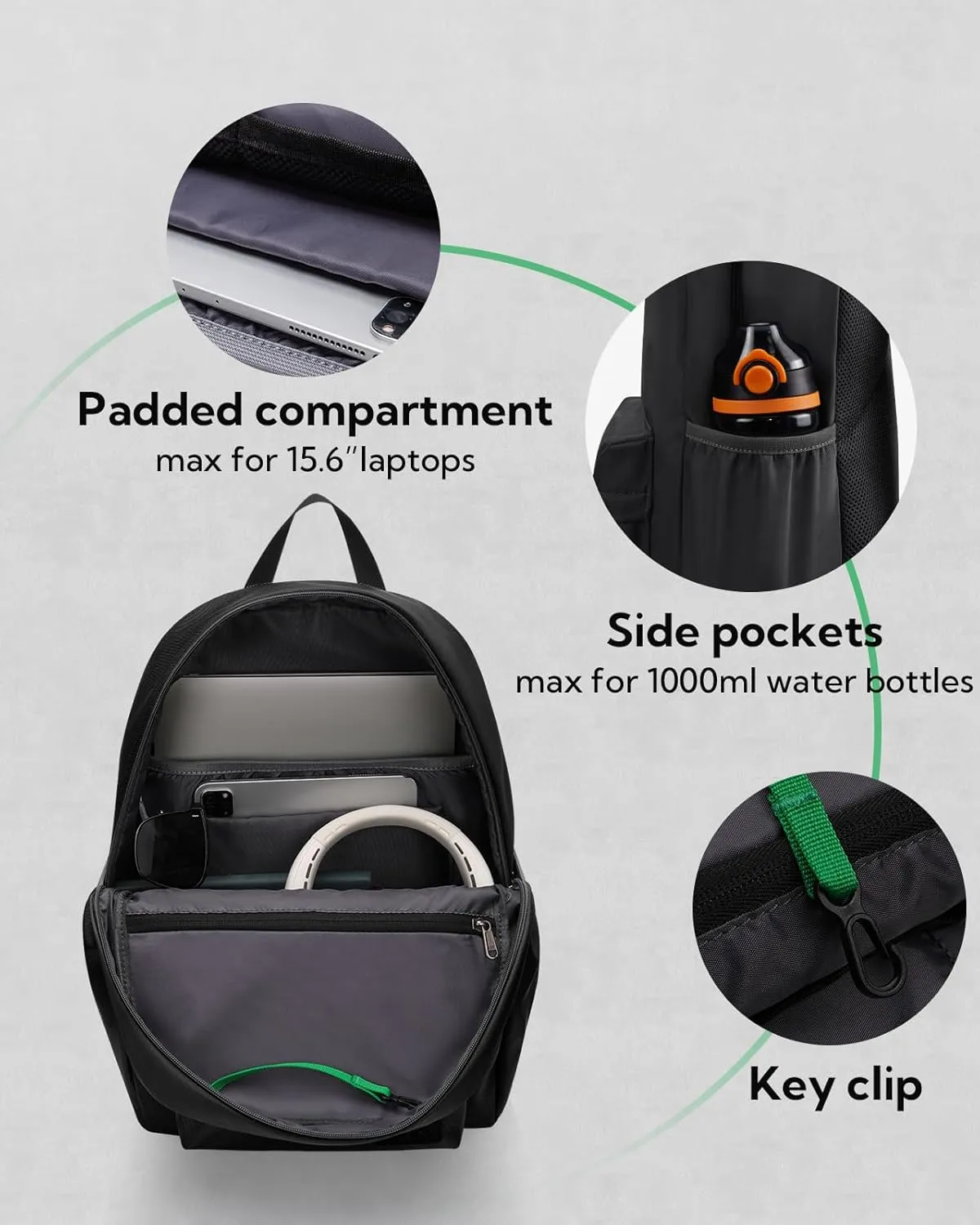 WATERFLY Lightweight Daypack Travel Backpack: 20L Durable Day Pack Fashion Causal Lightweight Airplane Travel Bags for Women Men Adult Work Vacation Hiking Backpacks