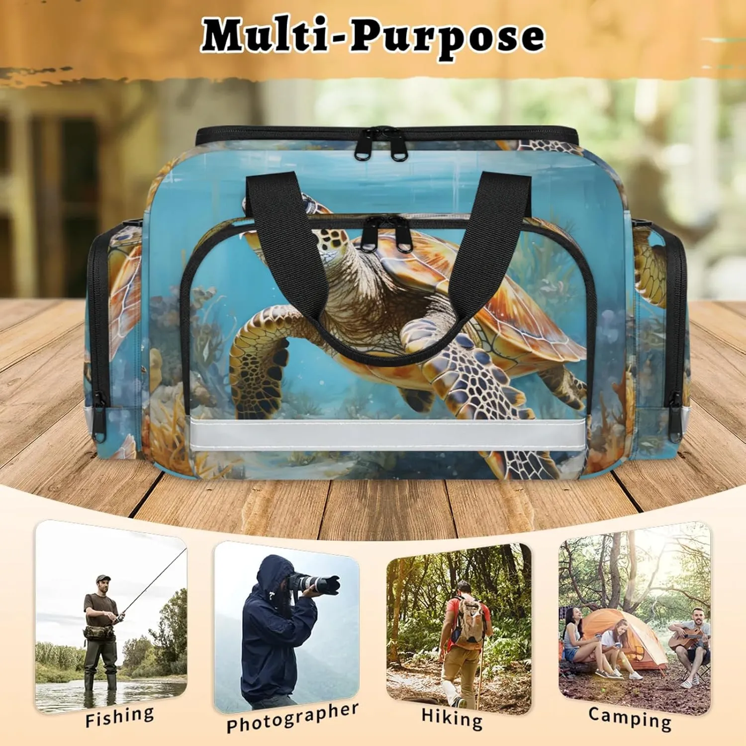 Waterproof Tactical Duffle Bag 25" Carry On Bag for EMT Tear-Resistant Gym Bag with Multi-Pocket & OSHA Reflective Travel Bags for Men Women Leisurely Turtle