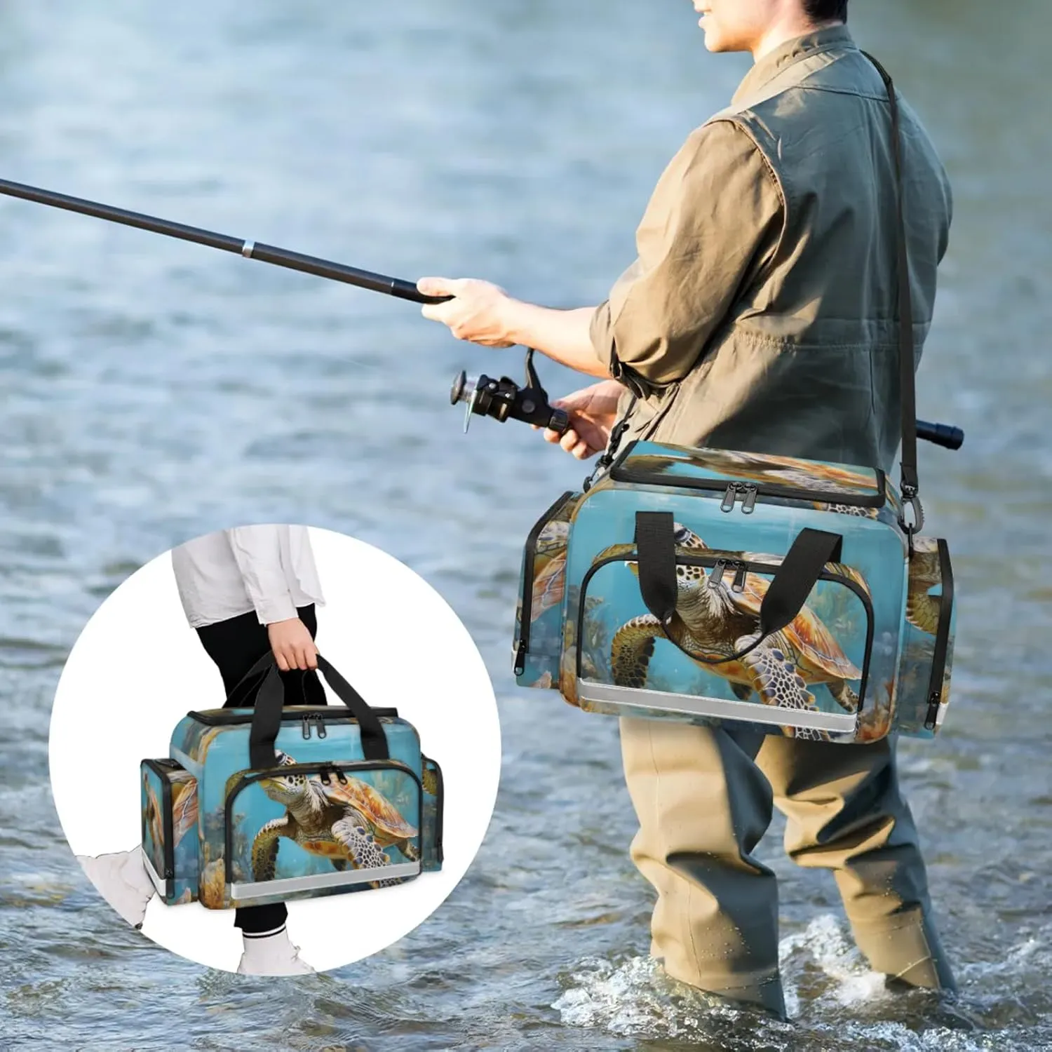 Waterproof Tactical Duffle Bag 25" Carry On Bag for EMT Tear-Resistant Gym Bag with Multi-Pocket & OSHA Reflective Travel Bags for Men Women Leisurely Turtle