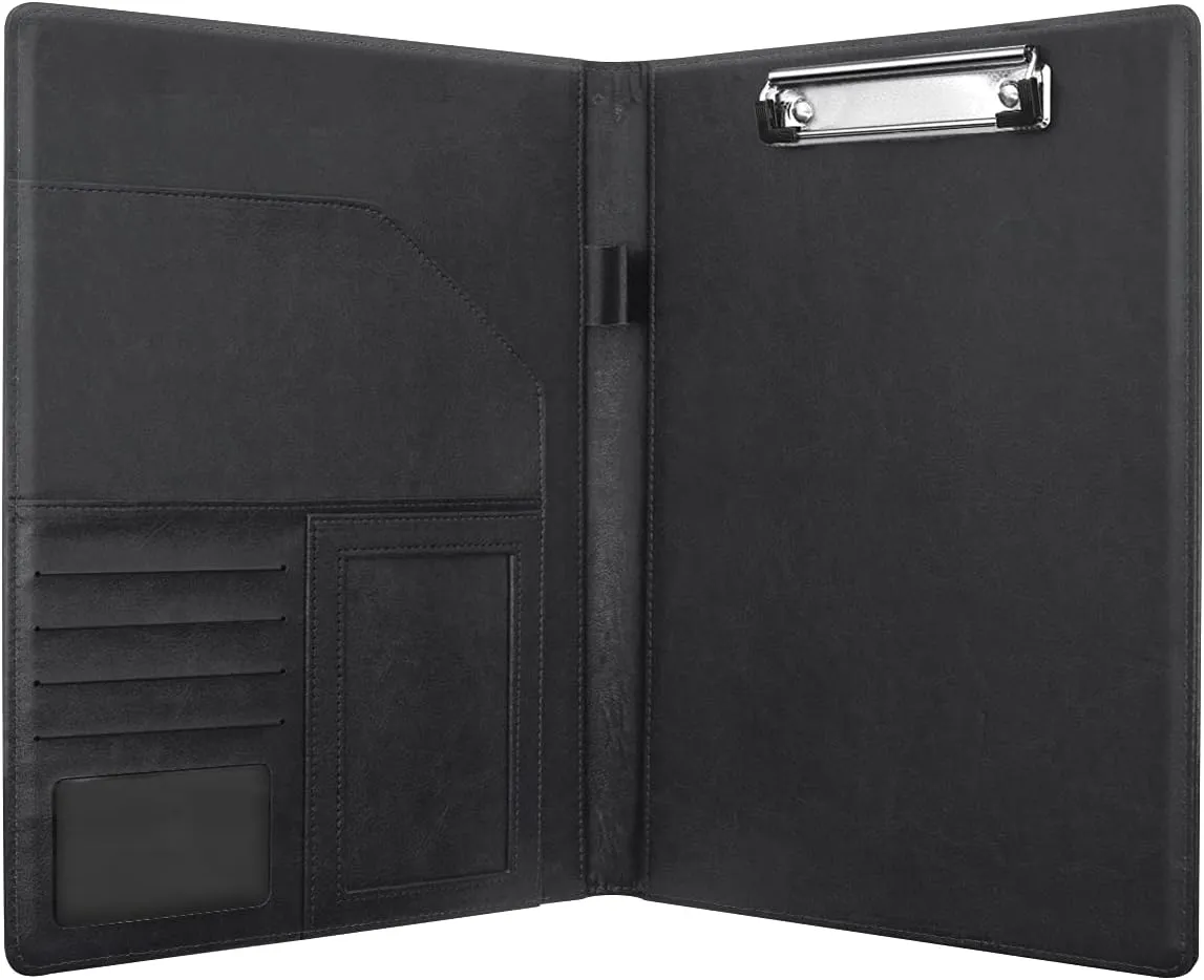 WAVEYU Portfolio Case for Women, Cute Padfolio Cover Folder, Conference/Resume/Legal Document Organizer with Letter/A4 Size Clipboard Hardboard, Business Card Holders, Document Sleeve, Sunflower