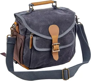 Waxed Canvas Camera Bag DSLR/SLR/Mirrorless Sling Waterproof Purse with Tripod Holder Anti-shock Crossbody Case Compatible for Nikon Canon Sony DarkGray
