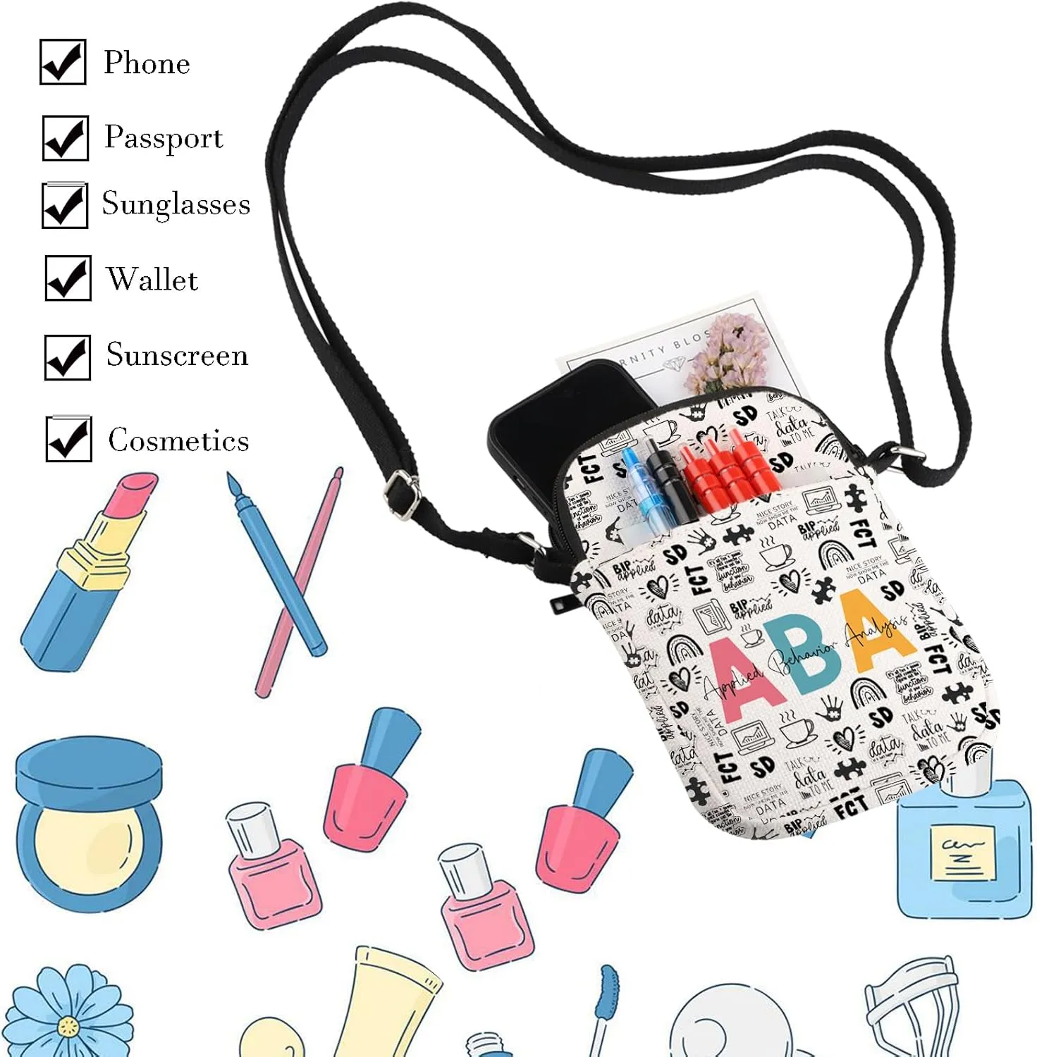 WCGXKO ABA Therapist Behavior Therapist Gift ABA Therapist Survival Kit Zipper Pouch Makeup Bag