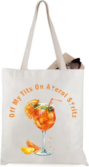 WCGXKO Aperol Themed Gifts Italian Summer Spritz Drinking Gift Off My Tits On Aperol Tote Bag Cocktail Gift