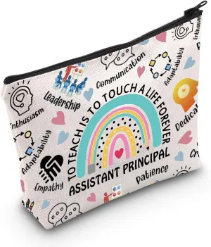 WCGXKO Assistant Principal Gift To Teach Is To Touch A Life Forever Zipper Pouch Makeup Bag (B-ToTeachAssisPrin), beige