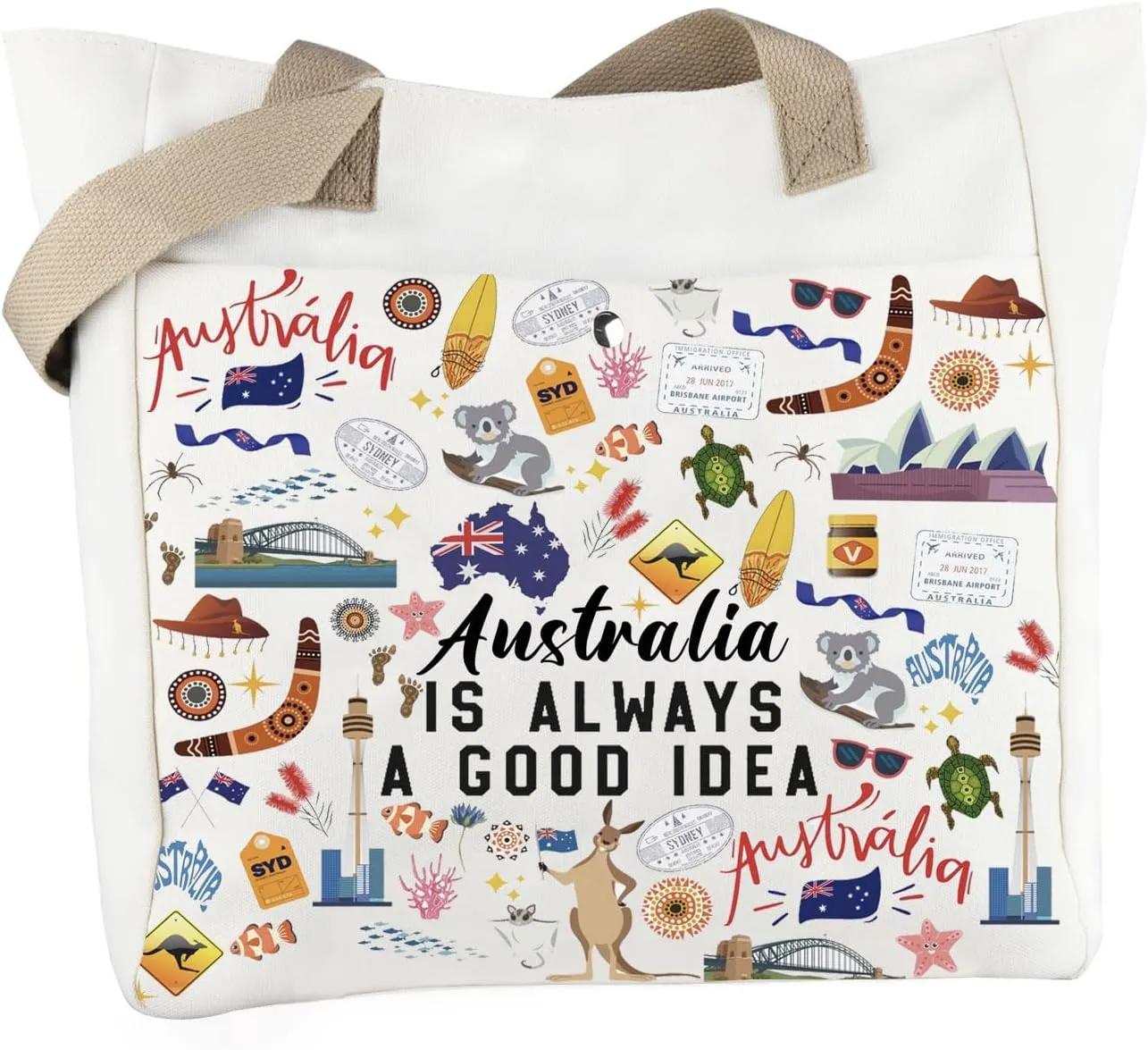 WCGXKO Australia Gift Australia Themed Gift Australia Is Always A Good Idea Tote Bag Australia Landmark Gift Australian Gift