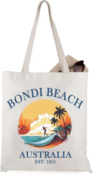WCGXKO Bondi Beach Vacation Gift Australia Travel Gift Bondi Beach Australia Est 1851 Tote Bag (Bondi Tote)