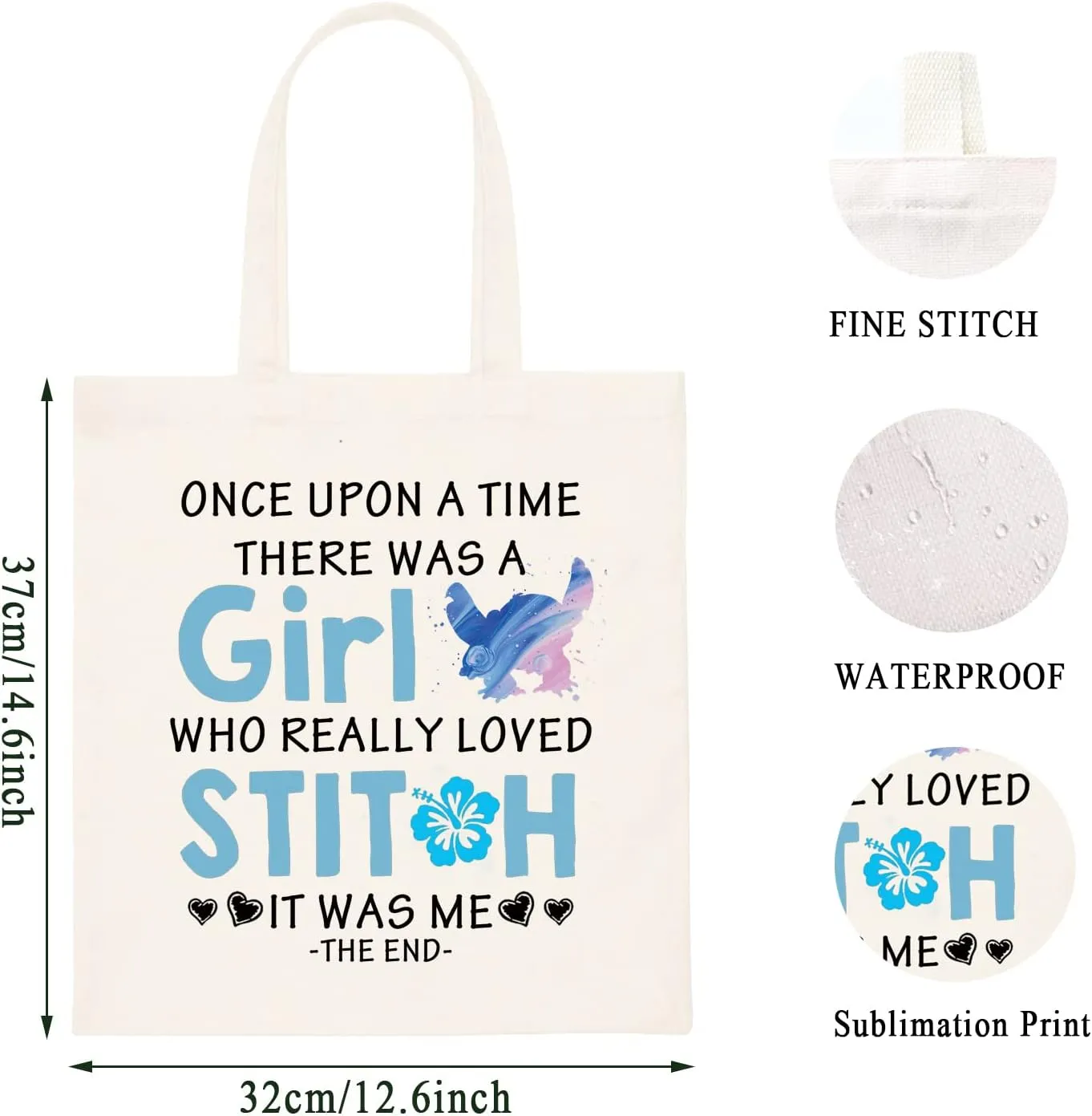 WCGXKO Cartoon Lover Gift There Was A Girl Who Really Loved Cute Themed Tote Bag