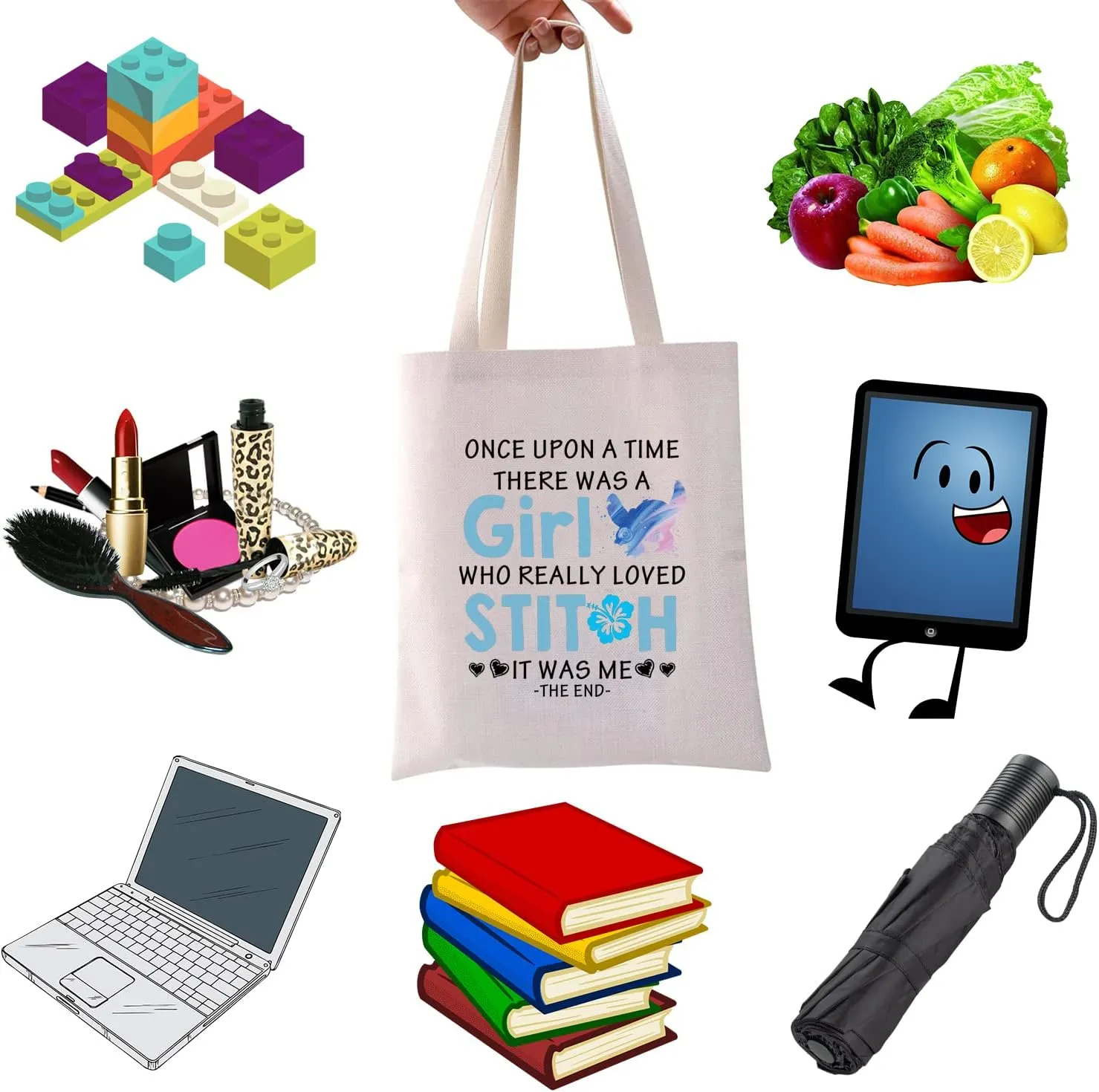 WCGXKO Cartoon Lover Gift There Was A Girl Who Really Loved Cute Themed Tote Bag