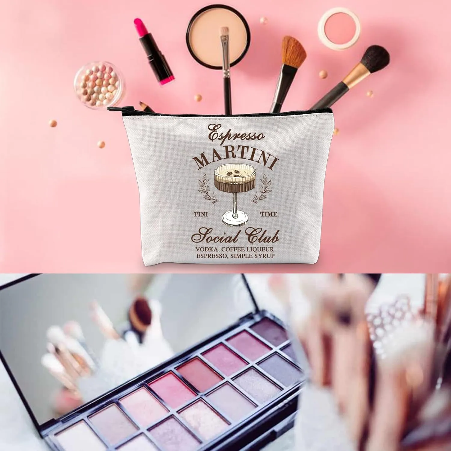 WCGXKO Espresso Martini Gift Espresso Martini Bachelor Bachelorette Party Zipper Pouch Makeup Bag (SYRUP Bag)