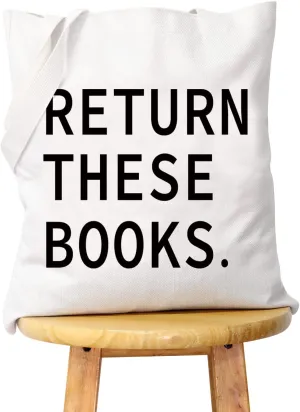 WCGXKO Funny Library Tote - Return These Library Return Bag for Book Clubs & Storage