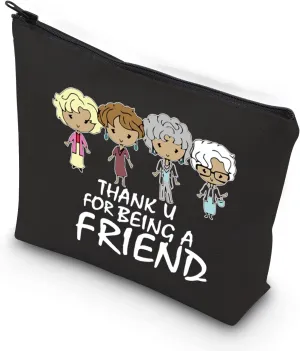 WCGXKO Golden Inspired Cosmetics Bag Travel Bag for BFF Best Friend Birthday Gift (Being A Fri black)
