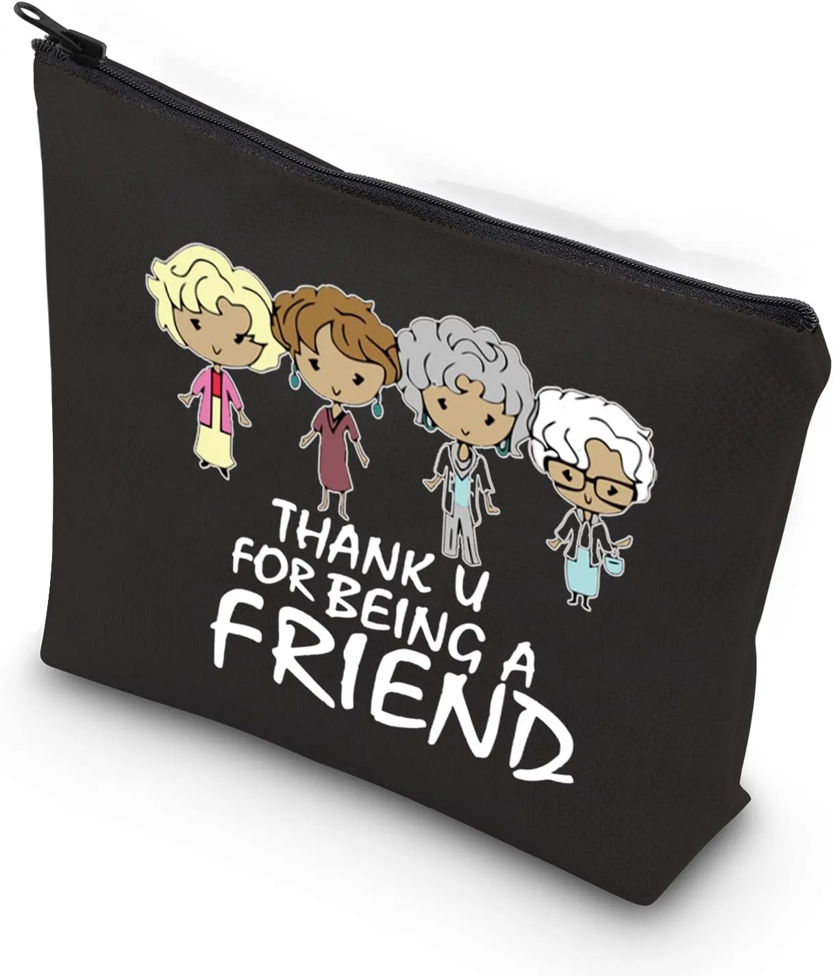 WCGXKO Golden Inspired Cosmetics Bag Travel Bag for BFF Best Friend Birthday Gift (Being A Fri black)