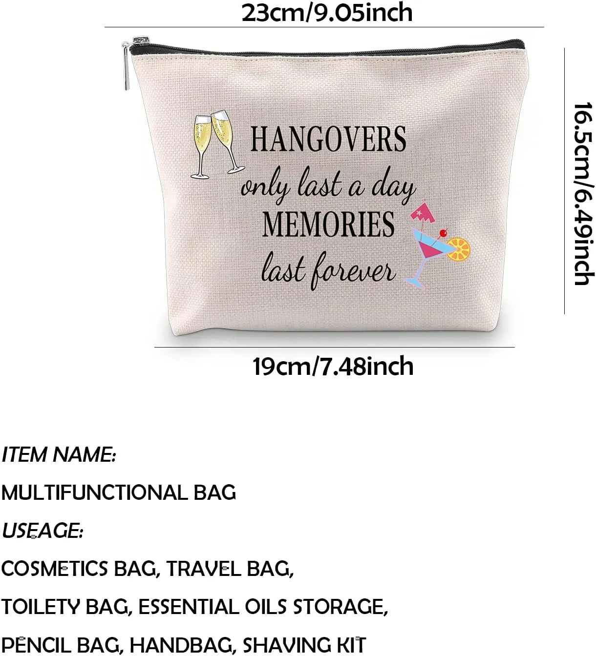 WCGXKO Hangover Gift Bachelorette Hangover Kit Bags Hangovers Only Last A Day Memories Last Forever (Hangovers Only)