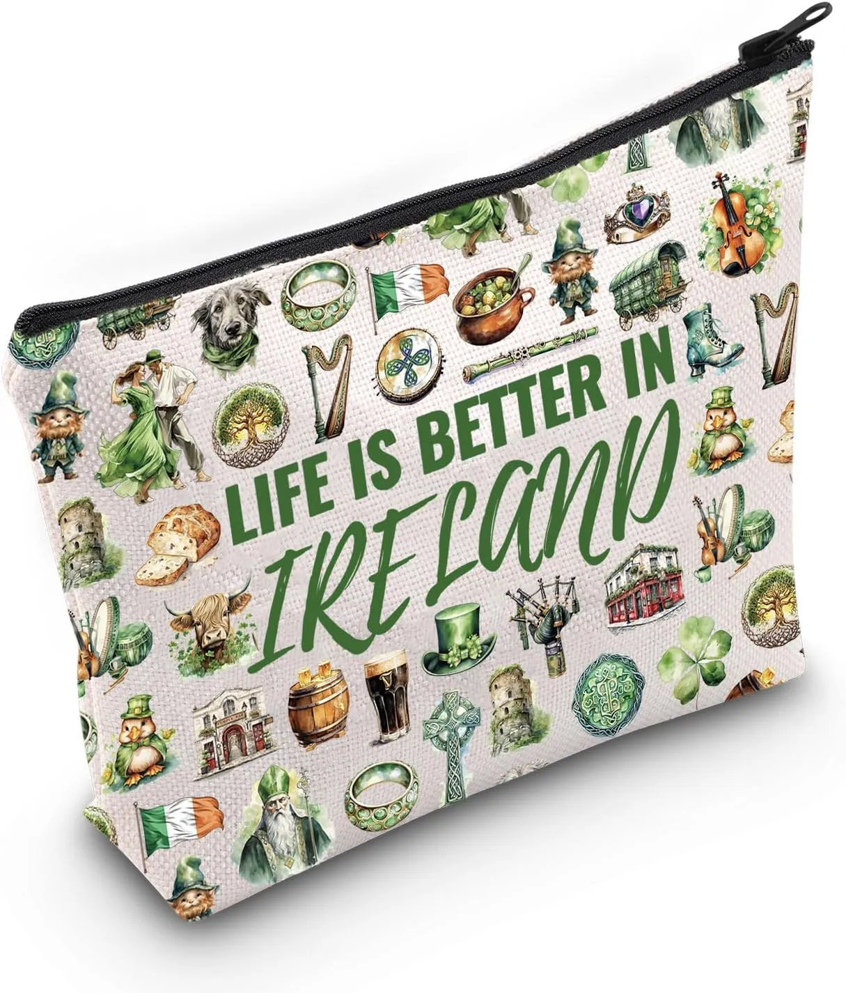 WCGXKO Ireland Souvenir Makeup Bag Ireland Themed Gift Ireland Trip Gift Ireland Culture Gift (Ireland Bag)