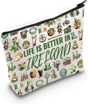WCGXKO Ireland Souvenir Makeup Bag Ireland Themed Gift Ireland Trip Gift Ireland Culture Gift (Ireland Bag)