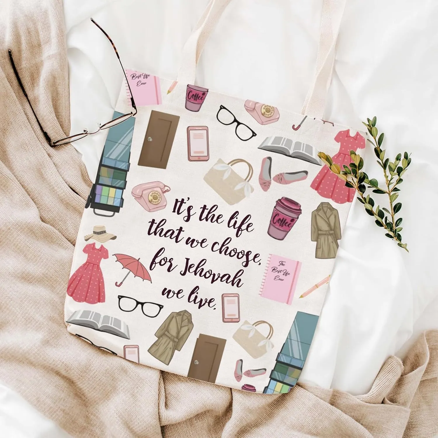 WCGXKO Jehovah Witness Gift JW Gift Christian Canvas Tote Bag Reusable Bag Shopping Bag