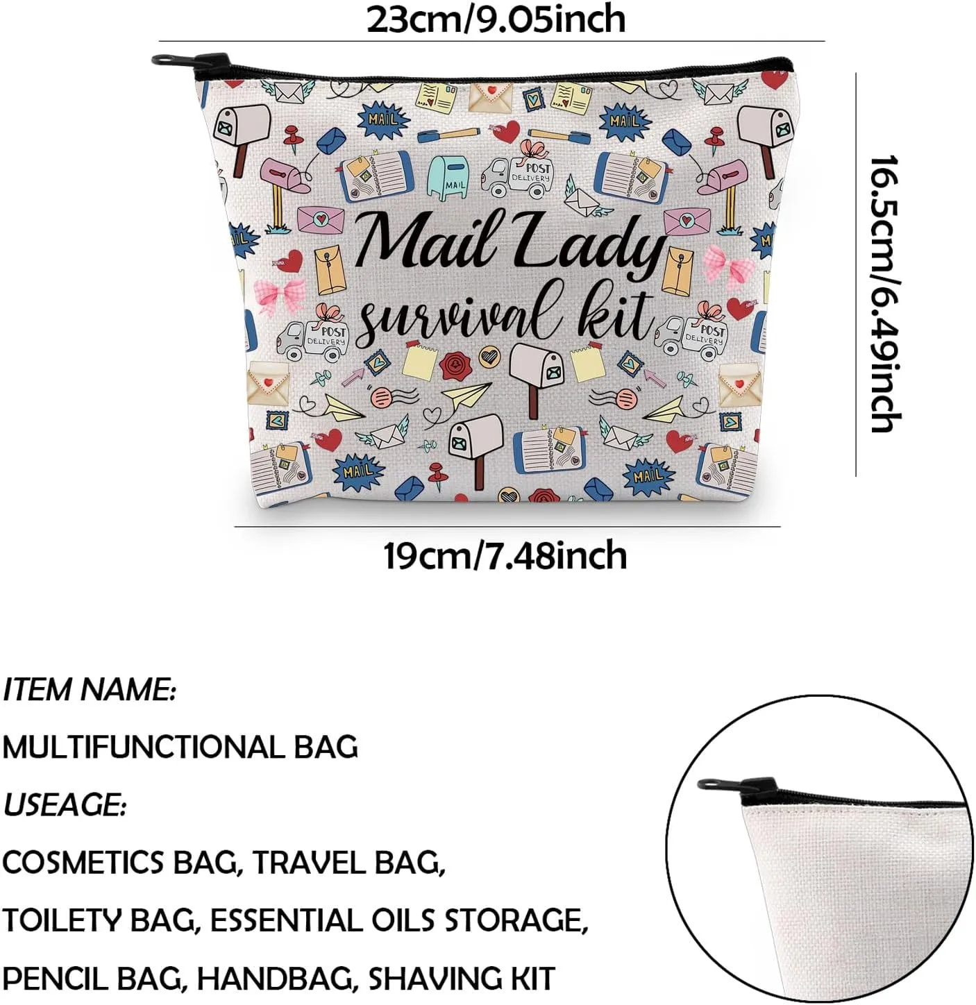WCGXKO Mail Lady Appreciation Gift Mailwoman Gift It's Me Hi I'm The Mail Lady Zipper Pouch Makeup Bag (MAIL po)