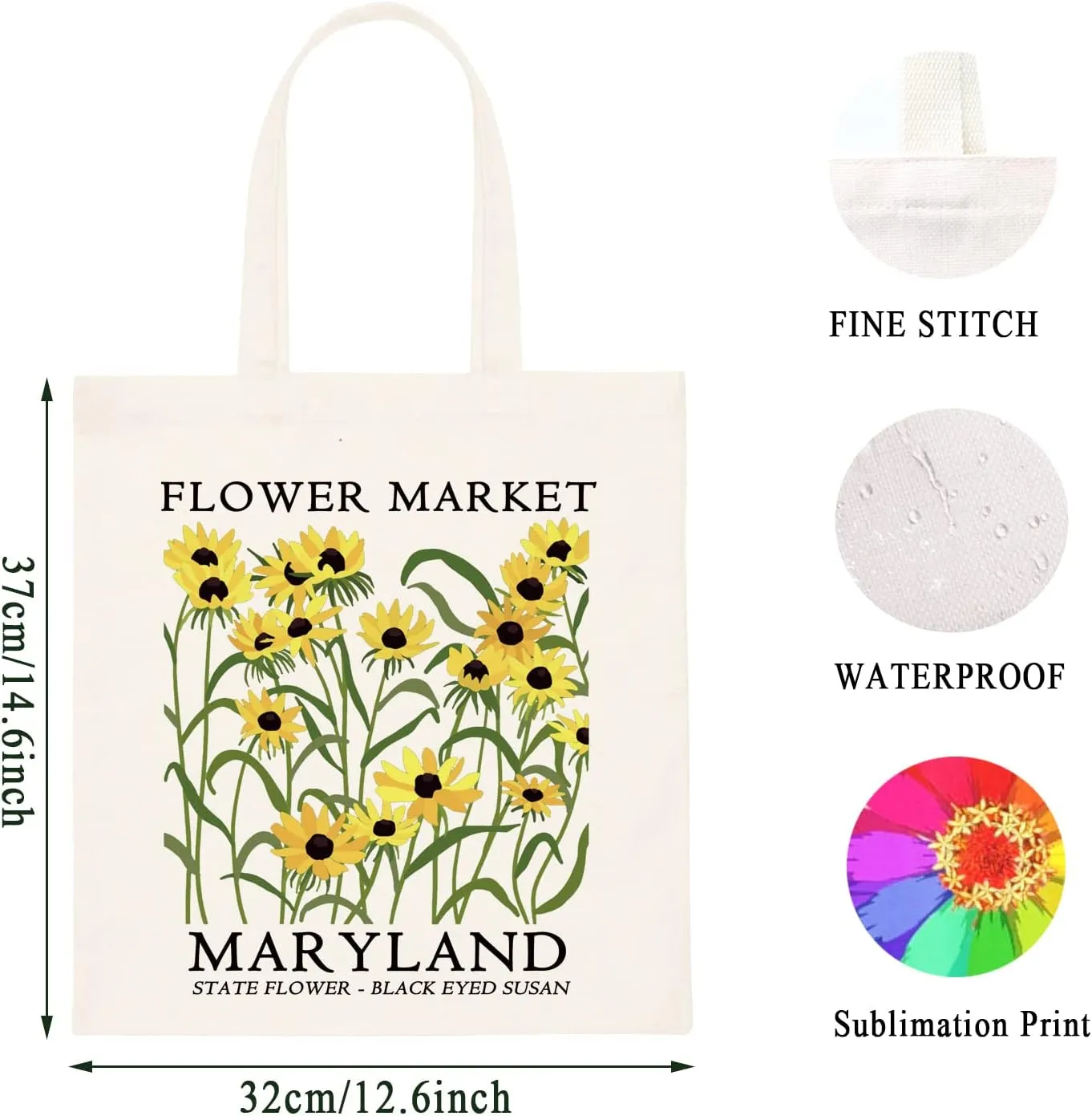 WCGXKO Maryland Travel Gift Maryland Vacation Gift Maryland Trip Canvas Shopping Bag Tote Bag