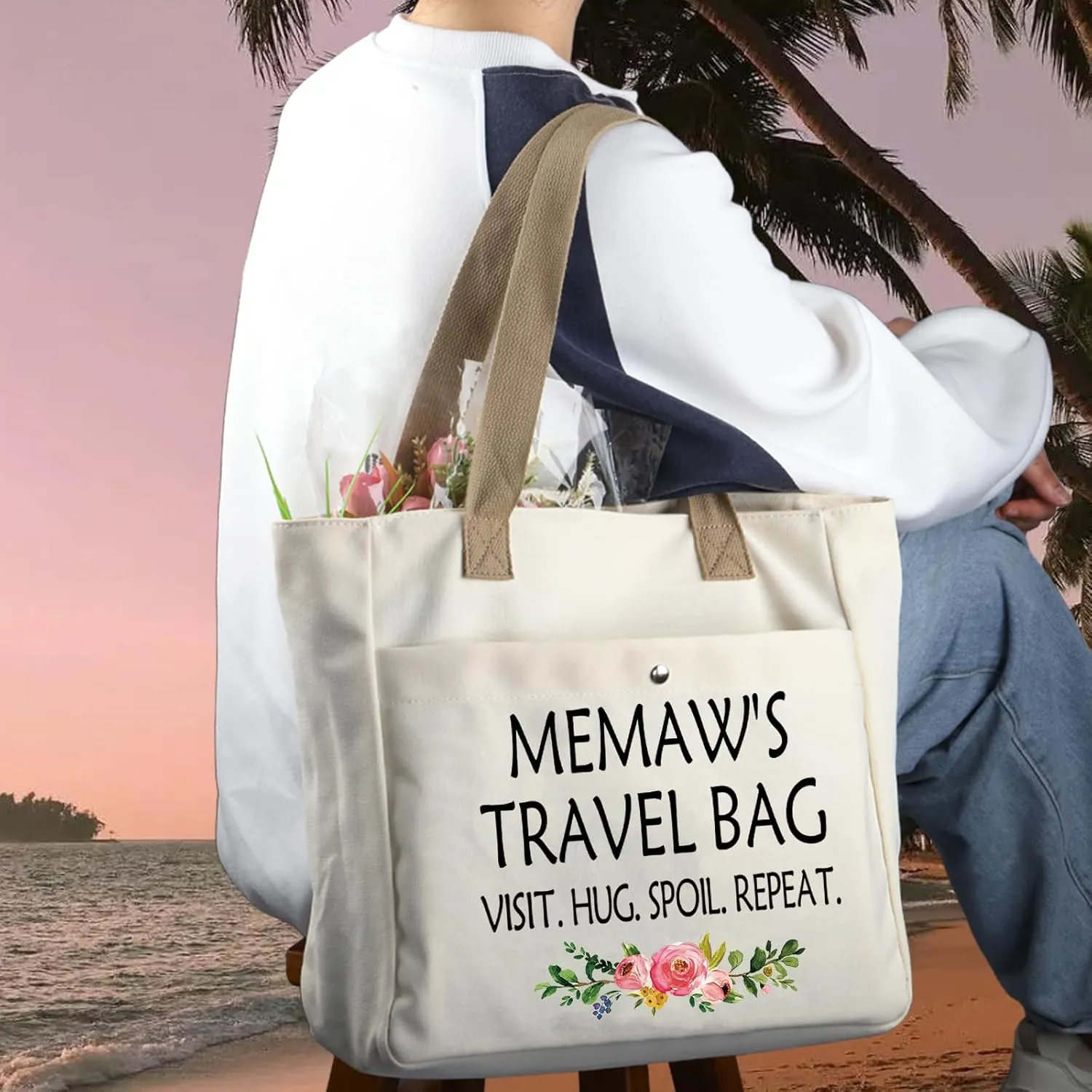 WCGXKO Mother’s Day Gift Grandma Birthday Gift Mother’s Day Merchandise Tote Bag Travel Bag For Grandma