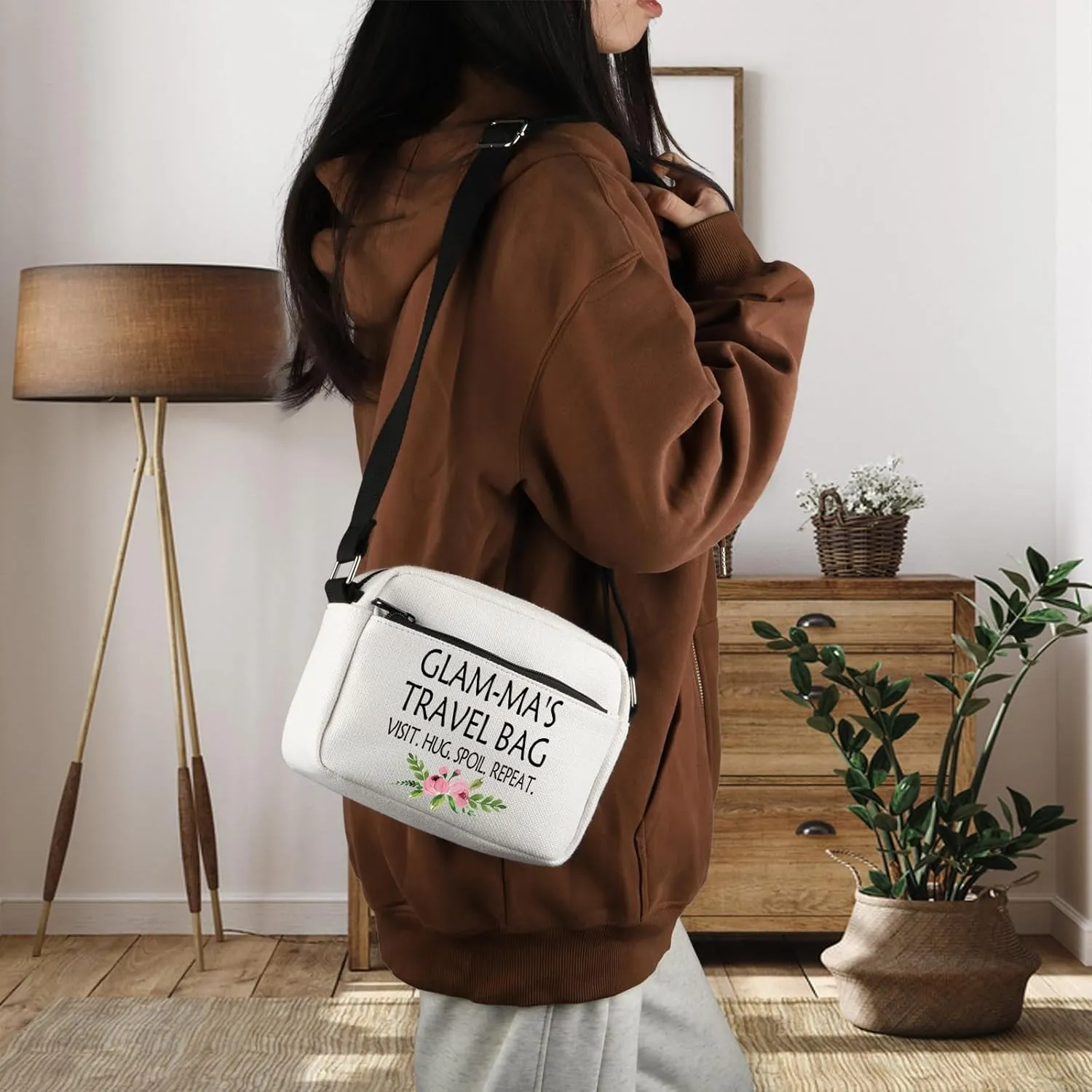 WCGXKO Mother’s Day Gift Grandma Birthday Gift Mother’s Day MerchandiseZipper Canvas Crossbody Bag For Grandma