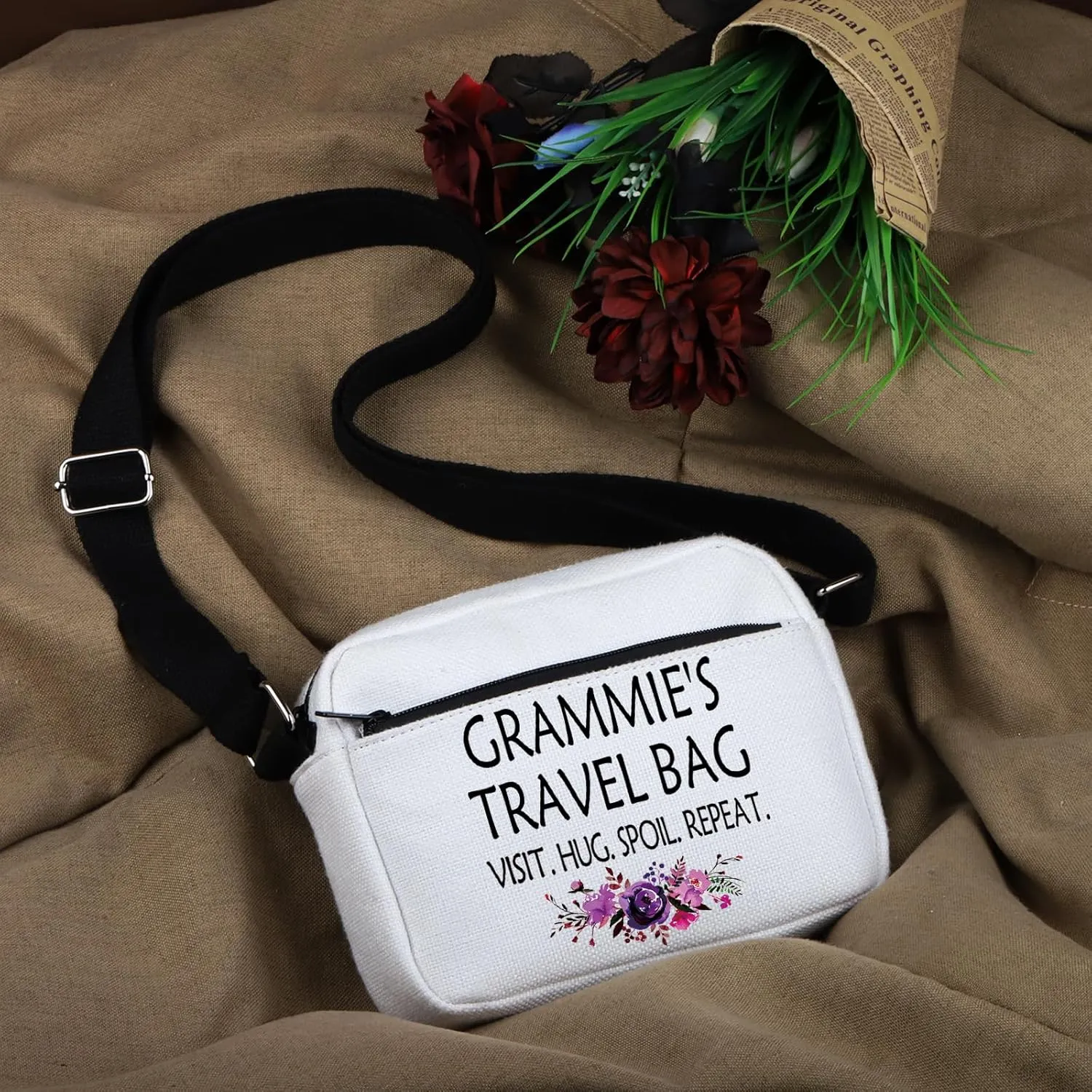 WCGXKO Mother’s Day Gift Grandma Birthday Gift Mother’s Day MerchandiseZipper Canvas Crossbody Bag For Grandma