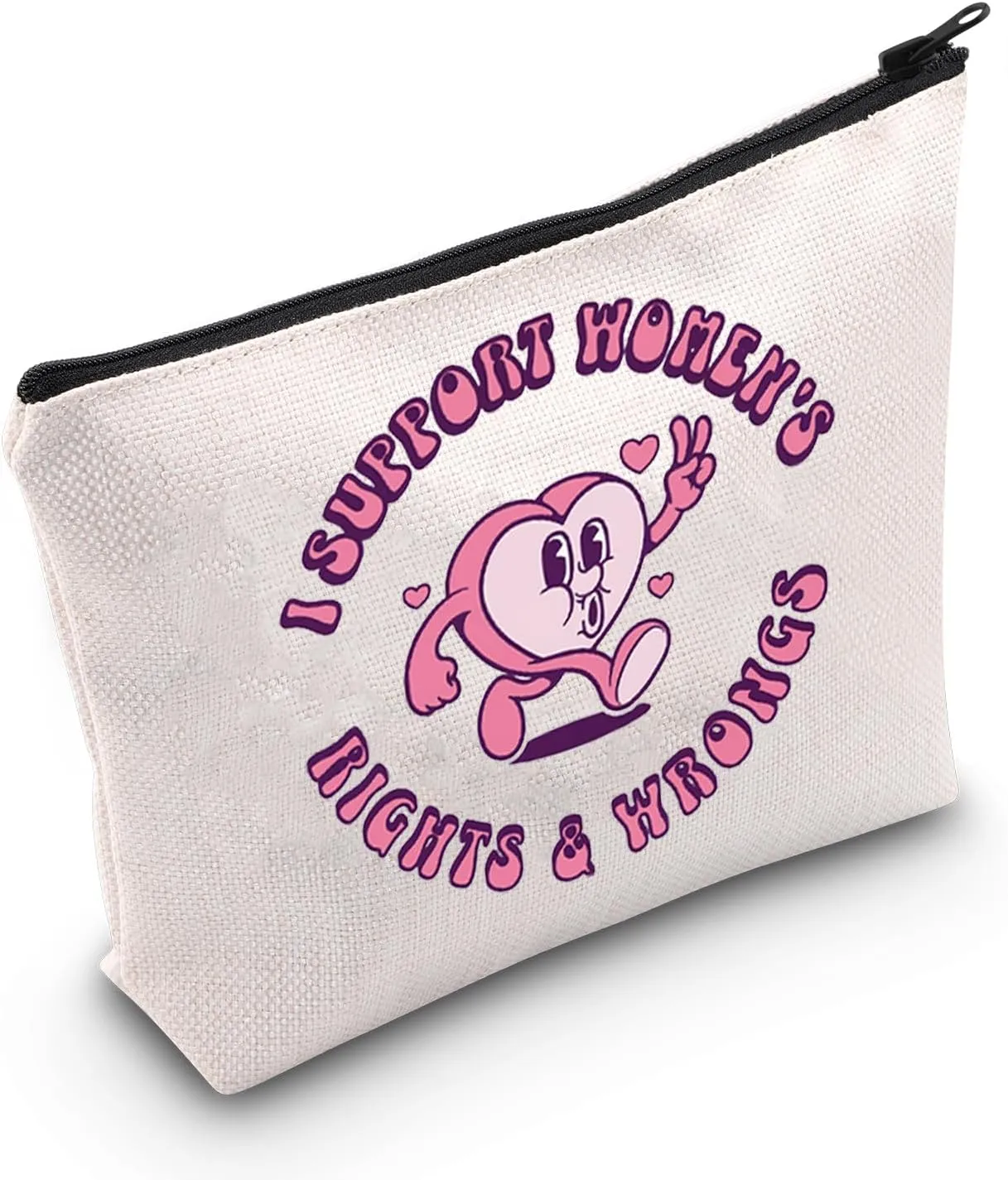 WCGXKO Power Feminist Women Gift I Support Women's Rights & Wrongs Makeup Bag Empowerment Rights Gift