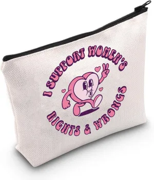 WCGXKO Power Feminist Women Gift I Support Women's Rights & Wrongs Makeup Bag Empowerment Rights Gift